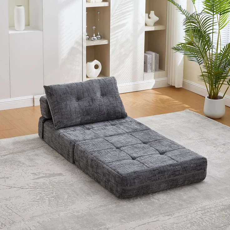 Abrihome Klappbares Schlafsofa mit Rückenlehne, Grau, 79x79x57 cm – Bild 1