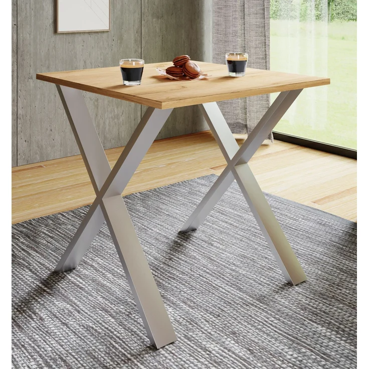 VCM Esstisch Xona 919683 Silber / Honig-Eiche H. 76 x B. 80 x T. 80 cm – Bild 2