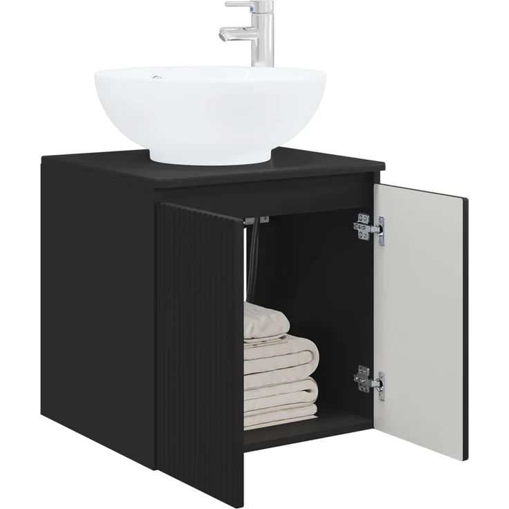 vidaXL Wandmontierter Waschbeckenunterschrank Schwarz 890443 – Bild 3