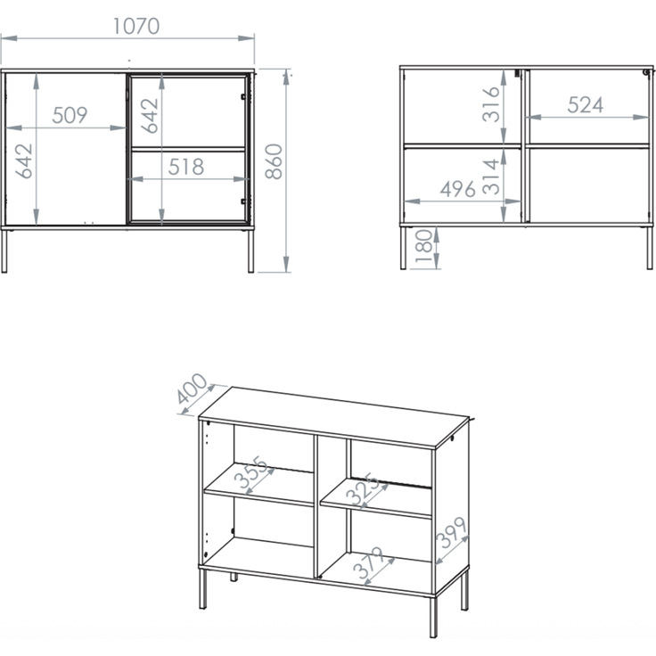 Selsey 'Barnee' – Sideboard mit beleuchteter Glasvitrine, Kaschmir, 107 cm – Bild 5