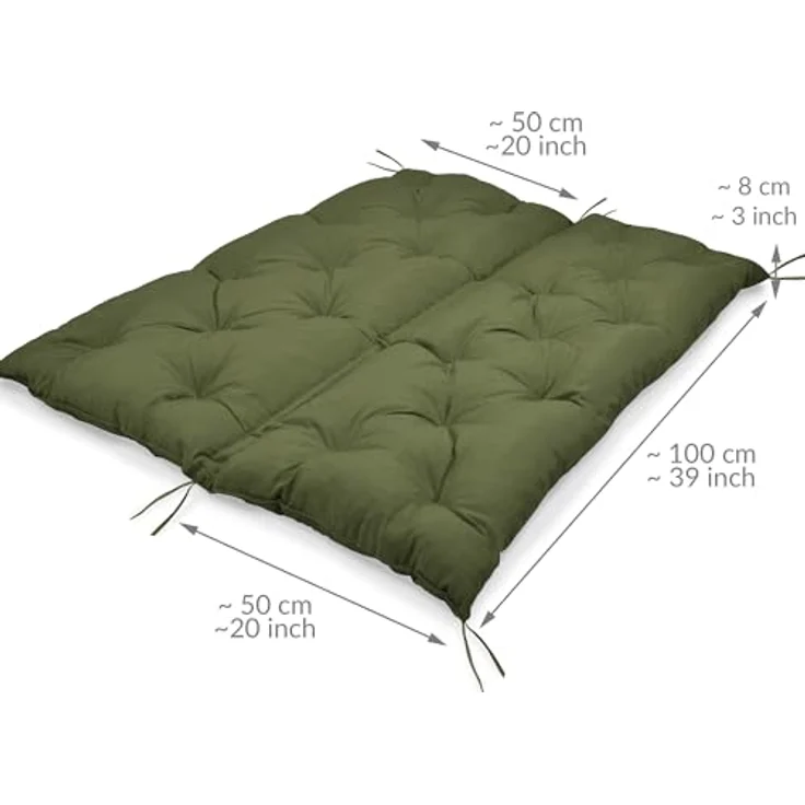 Beautissu Bankauflage Flair BR Olivegrün, 100x50cm, Sitzkissen für Gartenbank mit Rückenlehne und UV-Lichtechtheit 5 – Bild 3