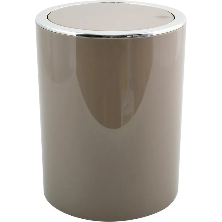 MSV Bad Serie "ASPEN" Design Kosmetikeimer Bad Treteimer Schwingdeckeleimer Abfallbehälter mit Schwingdeckel 6 Liter (ØxH): ca. 18,5x26 cm Taupe Grau/Braun