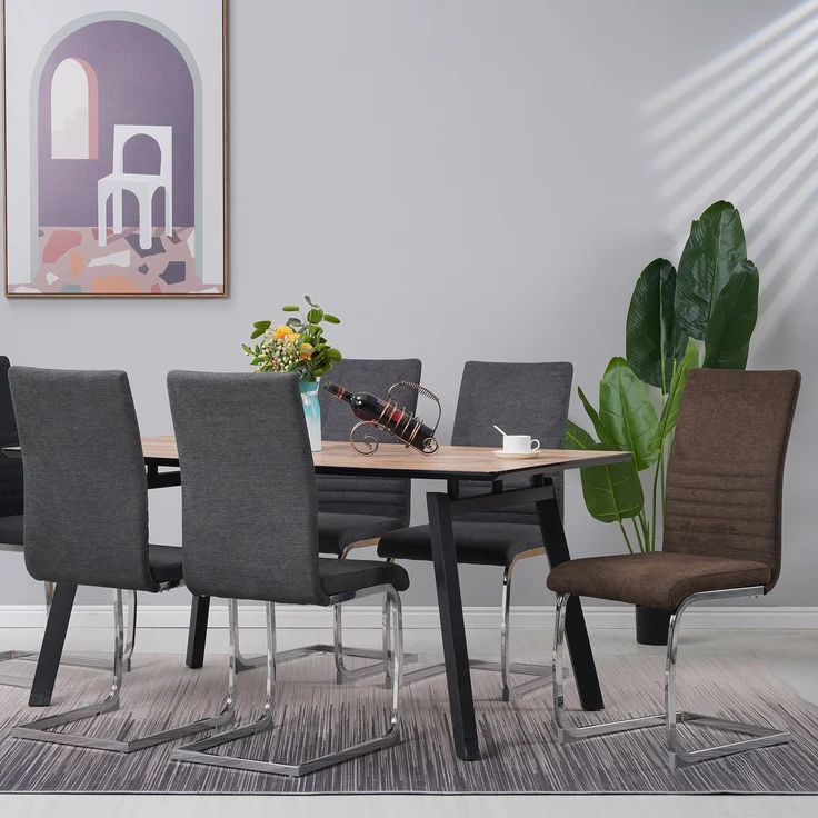 Freischwinger Stühle 4er Set LUGANO, Grau - Esszimmerstuhl Schwingstuhl mit modernem Design, Stoff-Bezug, dicke Polsterung - Küchenstuhl, Polsterstuhl, Stuhl Esszimmer oder Esstisch Stuhl – Bild 6