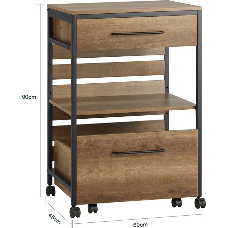 SoBuy FKW118-PF Küchenwagen, Spanplatte, Melamin, Braun, 60 x 90 x 45 cm – Bild 3