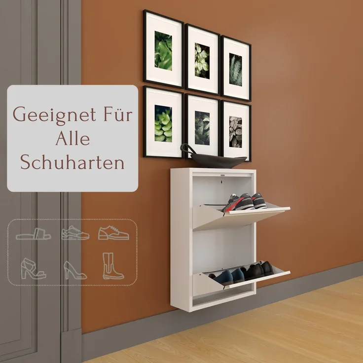 Schuhkipper, Metall 50 x 15 x 70,5 cm, weiß RAL 9003