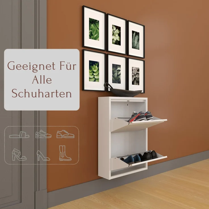 Schuhkipper, Metall 50 x 15 x 70,5 cm, weiß RAL 9003 – Bild 1