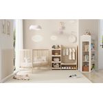 Multifunktionales Kinderzimmer-Set: Babybett, Drehregal & Schrank, Naturholz