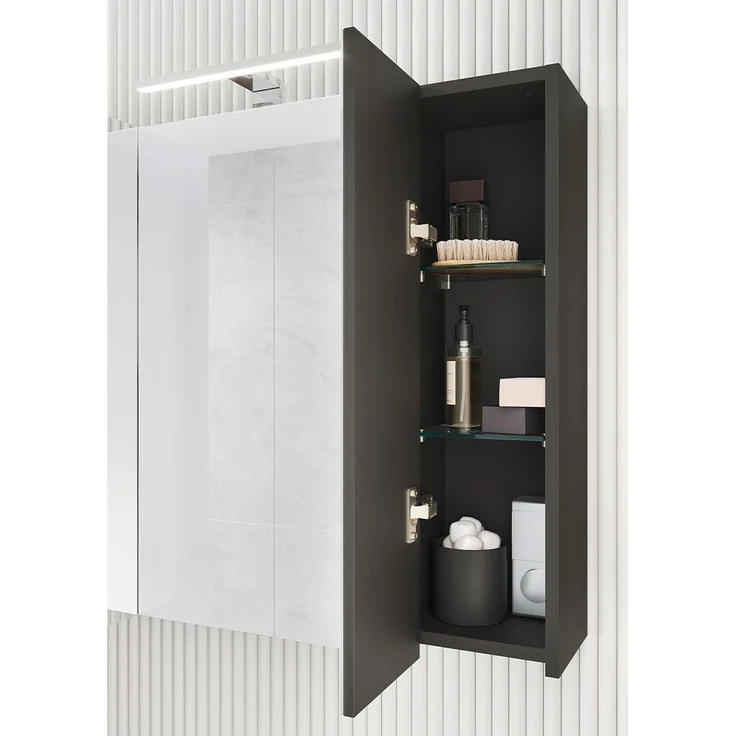 Spiegelschrank vito Mayor, Glas, Holzwerkstoff, Schwarz, Verspiegelt, 76 x 71 x 23 cm – Bild 6