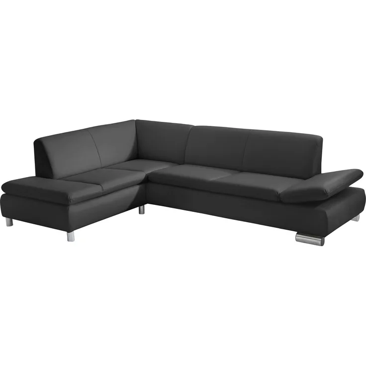Ecksofa mit Ottomane links Kaye Bezug Kunstleder Metallfuß verchromt / schwarz 23143