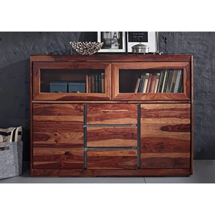 Highboard Sheesham 150 x 40 x 115 noble unique lackiert SYDNEY #103 – Bild 4