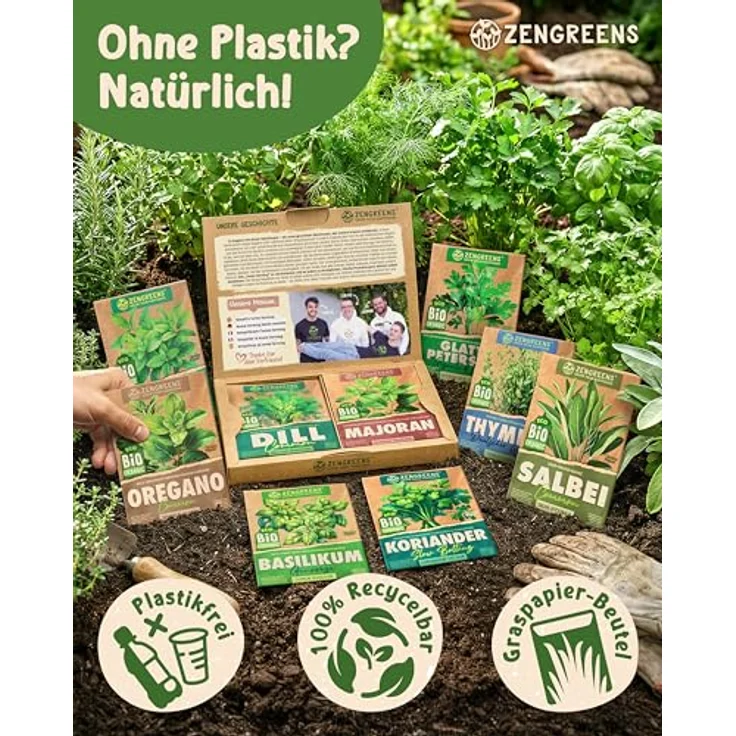 ZenGreens® - Bio Kräuter Samen Set - 15 Kräutersamen für den einfachen Anbau im Garten, Balkon oder Hochbeet - Pfalnzensamen - Saatgut – Bild 5