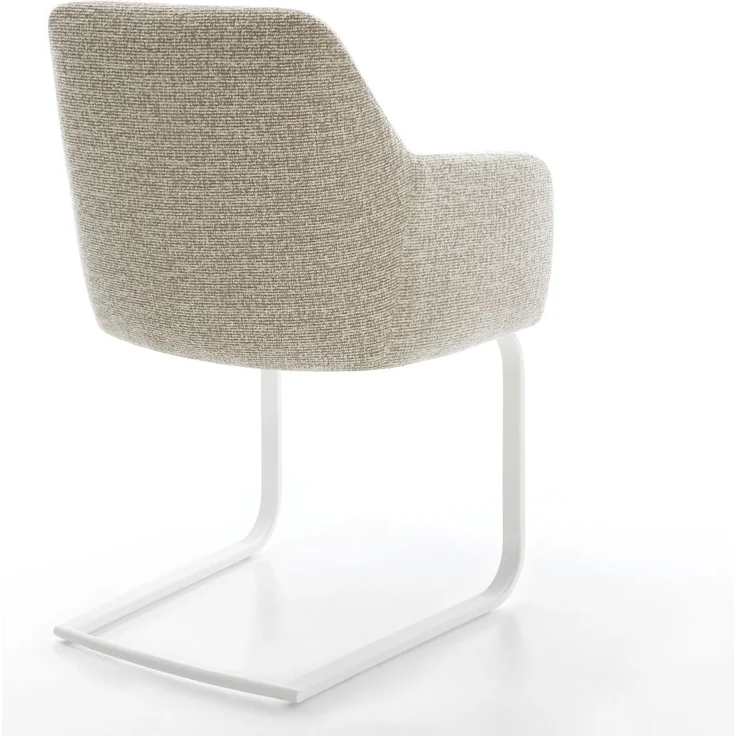 Freischwinger Greg-Flex Webstoff Soft Beige Freischwinger flach Weiß Taschenfederkern – Bild 5