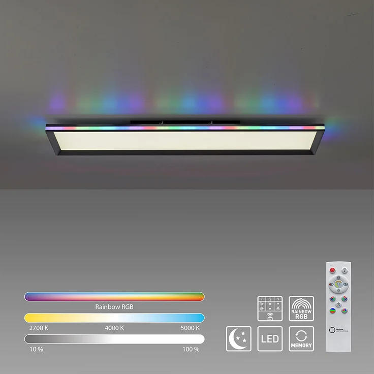 LED Deckenleuchte, Fernbedienung, dimmbar, RGB, L 100 cm – Bild 6