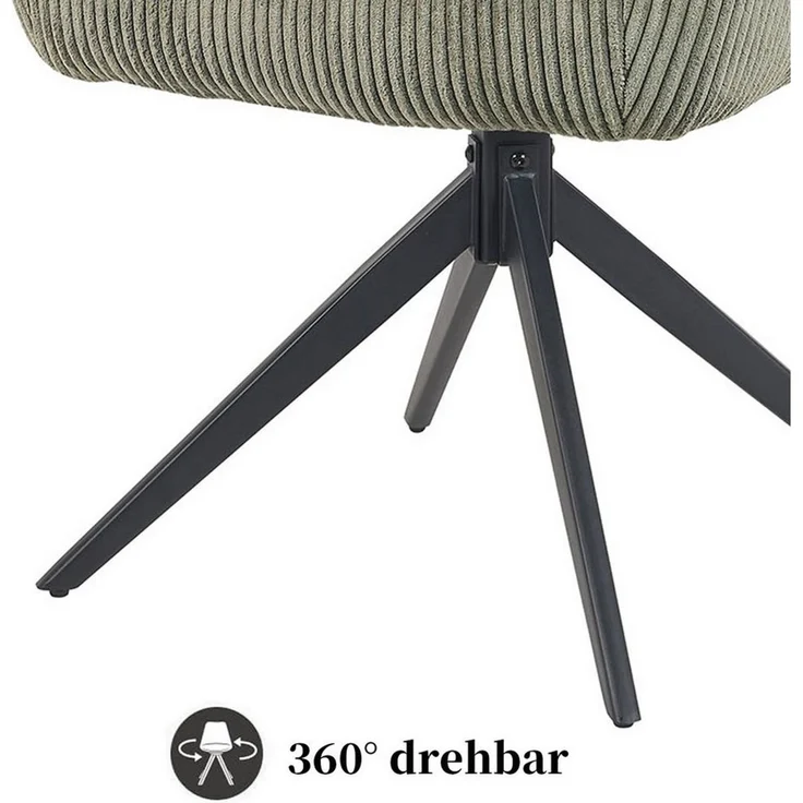 B&D home Polsterstuhl ARVIT, Esszimmer Stuhl, Drehstuhl, Armlehnstuhl mit Drehfunktion (1 St), mit Armlehnen, Taschenfederkern-Sitz, Metallgestell 360° drehbar – Bild 4