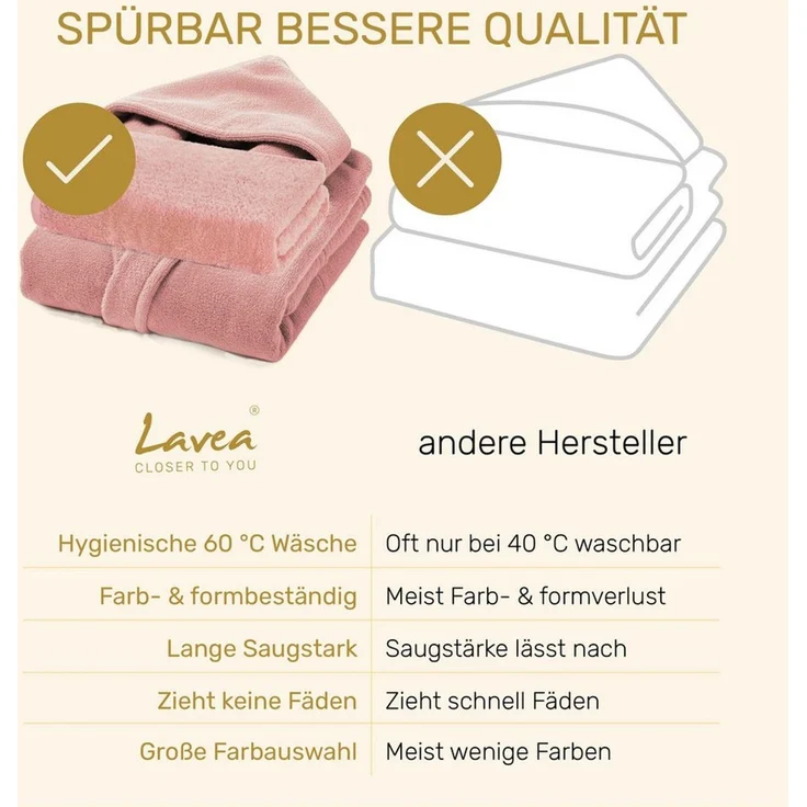 Lavea Saunatuch MEXICO Saunahandtuch 80×200 cm – optional mit Bademantel/Morgenmantel, Baumwolle (Set, 2-St), Hochwertiges Walkfrottier – Saunatuch oder Set mit Unisex-Bademantel – Bild 3