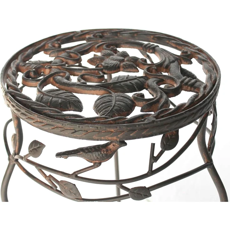 DanDiBo Blumenständer Metall Schwarz /Braun Antik Rund 18215 2er Set 65 cm / 78 cm Pflanzenständer Blumenhocker Beistelltisch Blumensäule Pflanzenhocker – Bild 4