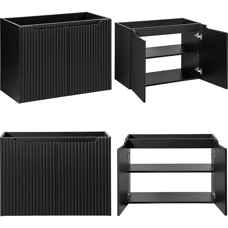 Waschtisch-Unterschrank 100cm, in schwarz mit Eiche, NEWPORT-56-BLACK – Bild 3