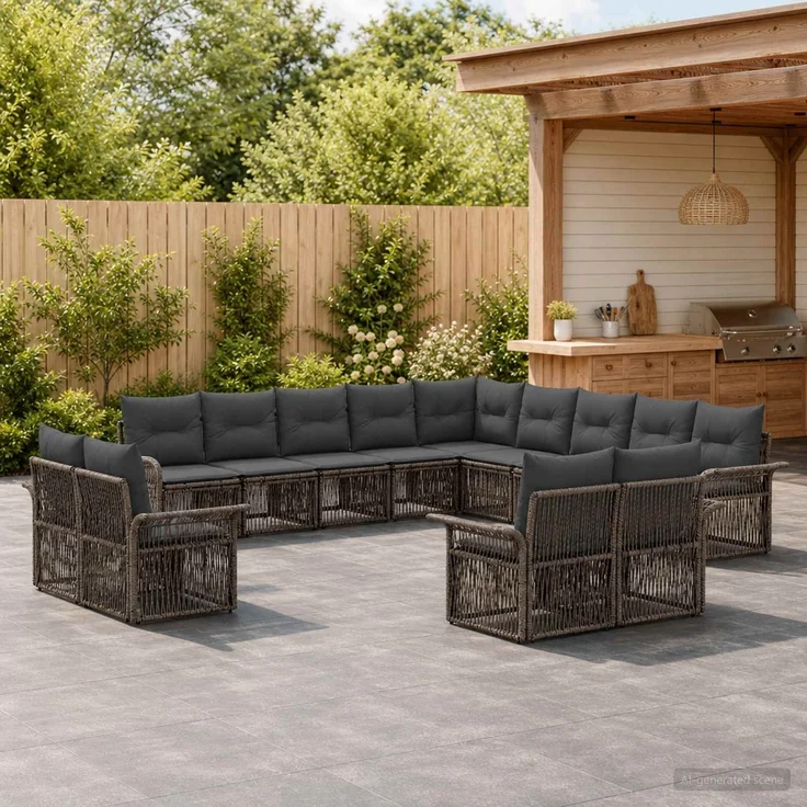 vidaXL Gartensofa-set 13 stk. 13-Sitzer Grau und Dunkelgrau 3435011 – Bild 1