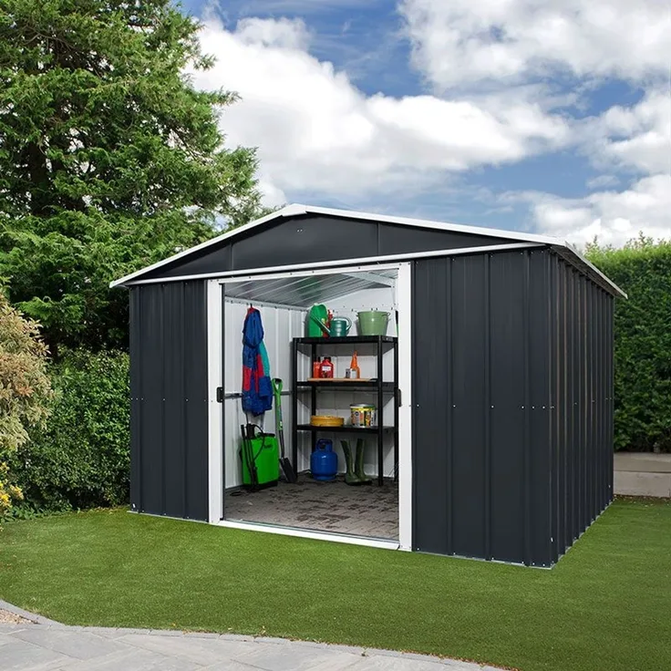 Yardmaster Metall-Gerätehaus "Heidelberg 1013", anthrazit, 11,03 m²,mit Bodenrahmen