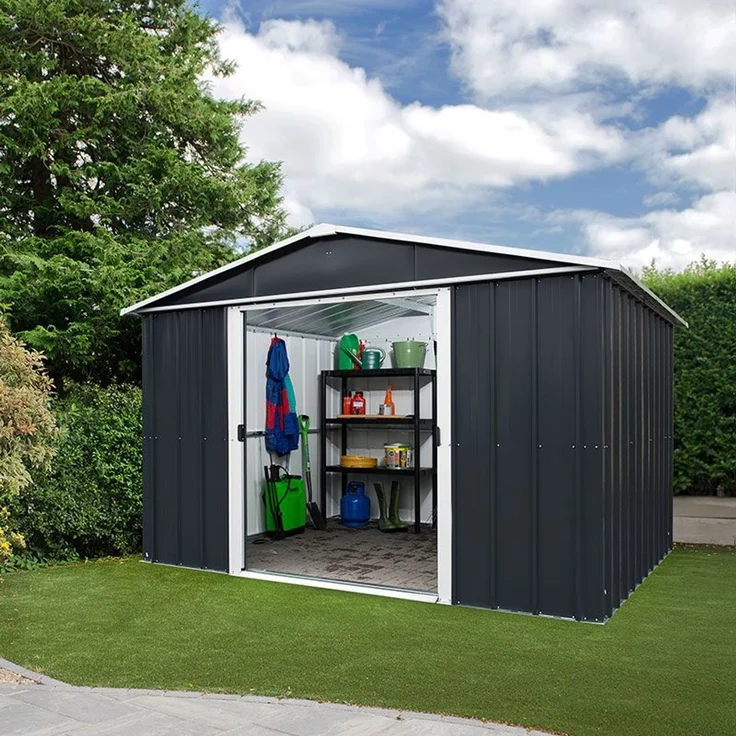 Yardmaster Metall-Gerätehaus "Heidelberg 1013", anthrazit, 11,03 m²,mit Bodenrahmen – Bild 1