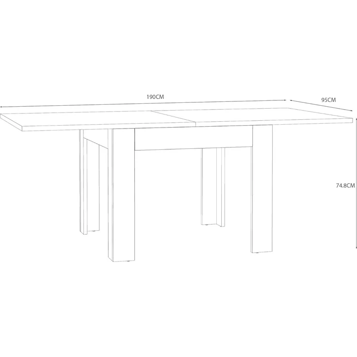 Forte NUORI Esstisch 90 100, Esstisch ausziehbar, Esszimmer, Holzwerkstoff, Artisan Eiche Holzdekor, 95 cm breit x 74,8 cm hoch x 95 cm tief – Bild 7