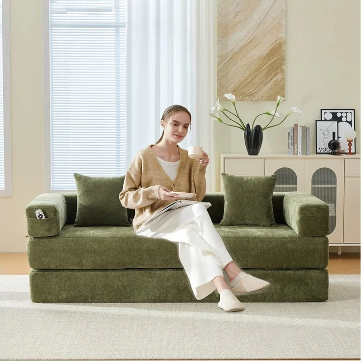 Odikalo 2-Sitzer Modulares Sofa Schlafsofa Schlafcouch Mehrfarbig, Modulares Chenille-Block-Sofa – superweich,frei kombinierbar Mit Seitentaschen für Stauraum und rutschfester Unterseite. Perfekt für Wohnzimmer, Spielbereich oder DIY – gestalten Sie Ih... – Bild 3