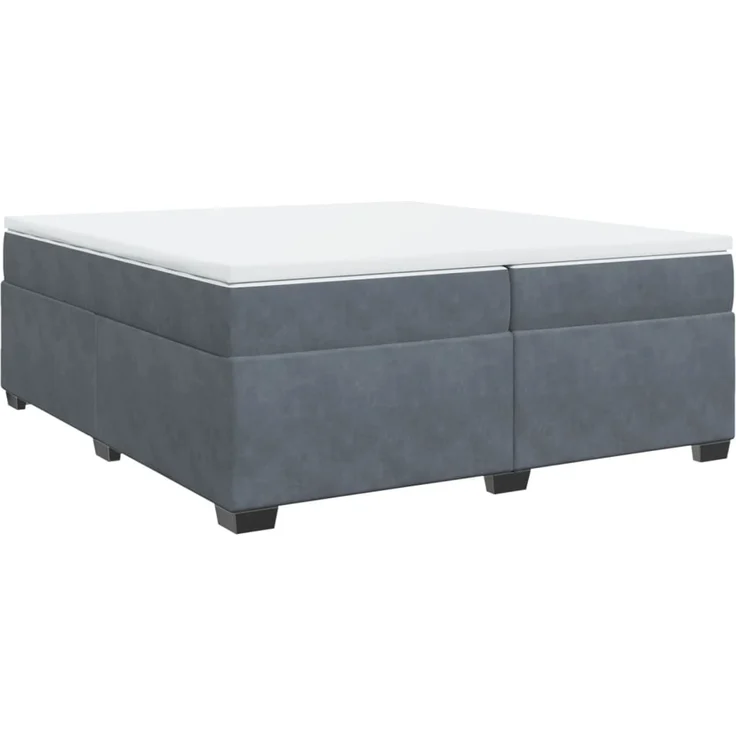 vidaXL Boxspringbett mit Matratze Dunkelgrau 200x200 cm Samt 3285306 – Bild 9