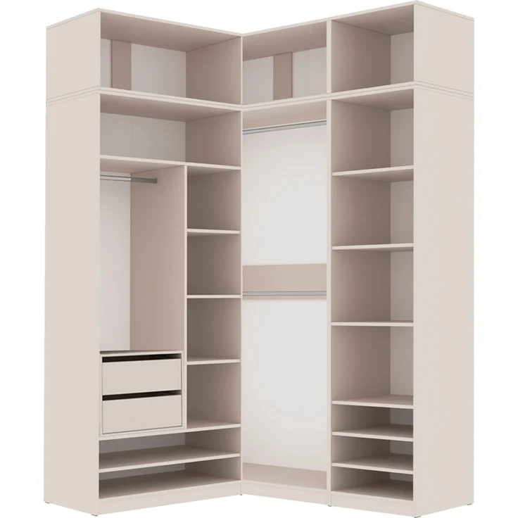 Marmex Möbel Tres Set-F/N Offenes Regalsystem, Begehbarer Kleiderschrank mit Aufsatz, Kompaktgarderobe für Kleidung und Schuhe, Ankleidezimmer Möbel, laminierte Spanplatte, graubeige cashmere 240x246x51 cm – Bild 10