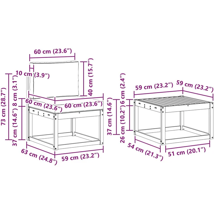 vidaXL Outdoor-Sofagarnitur mit Kissen 9 pcs Natur und Anthrazit 3366175 – Bild 10