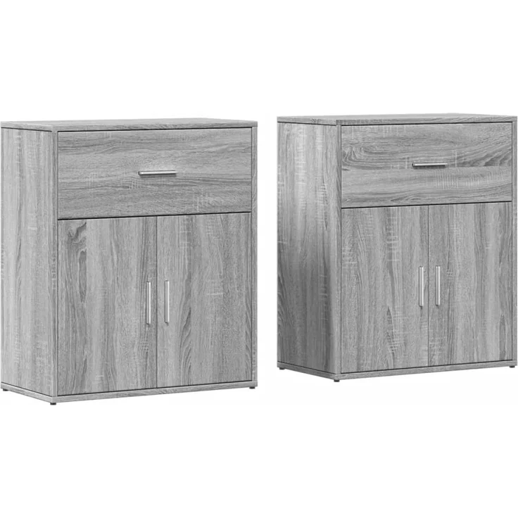 2 Stk. Sideboards, Kommoden Grau Sonoma-Eiche 60x31x70 cm Holzwerkstoff – Bild 1