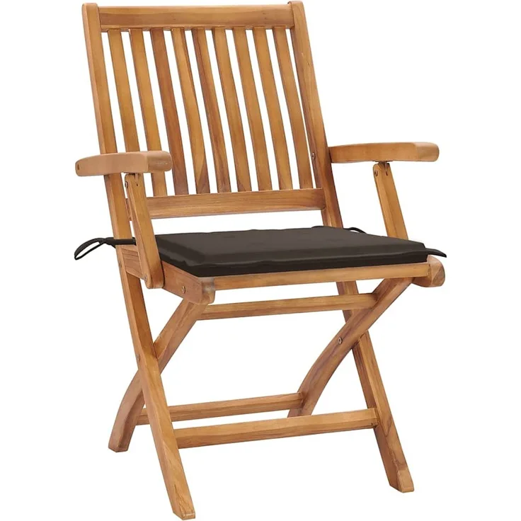 vidaXL Klappbare Gartenstühle mit Kissen 8 Stk. Massivholz Teak 3072785