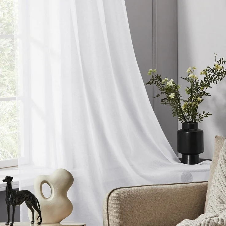 Deconovo Vorhang Transparent Gardinen Wohnzimmer Voile Vorhang Ösenvorhang 2er Set, Lichtfilterung – Bild 2