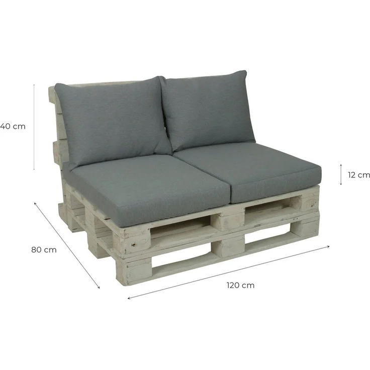 GO-DE Palettenkissen, 60x80 cm, 12 cm gepolstert, 2 Sitz- und 2 Rückenkissen für 1 Palette – Bild 3