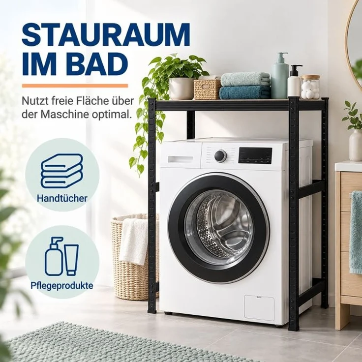 Relaxdays Schwarzes Waschmaschinenregal Schwerlast – Bild 2