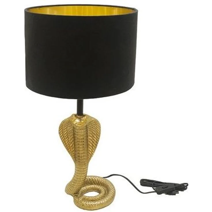 riess-ambiente Tischleuchte COBRA 65cm gold/schwarz – Schlangenskulptur, Stoffschirm, Accessoire, Ein-/Ausschalter, ohne Leuchtmittel, dekorative Leuchte für Wohn- und Schlafzimmer – ideal für edle Räume – Bild 4