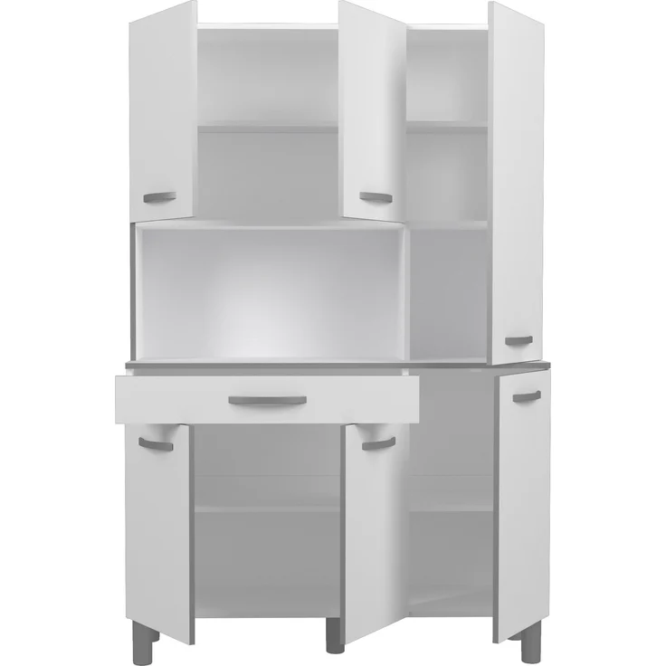 Küchenbuffet >Essential 22< in Weiss / Alu - 120x185x40cm (BxHxT) – Bild 5