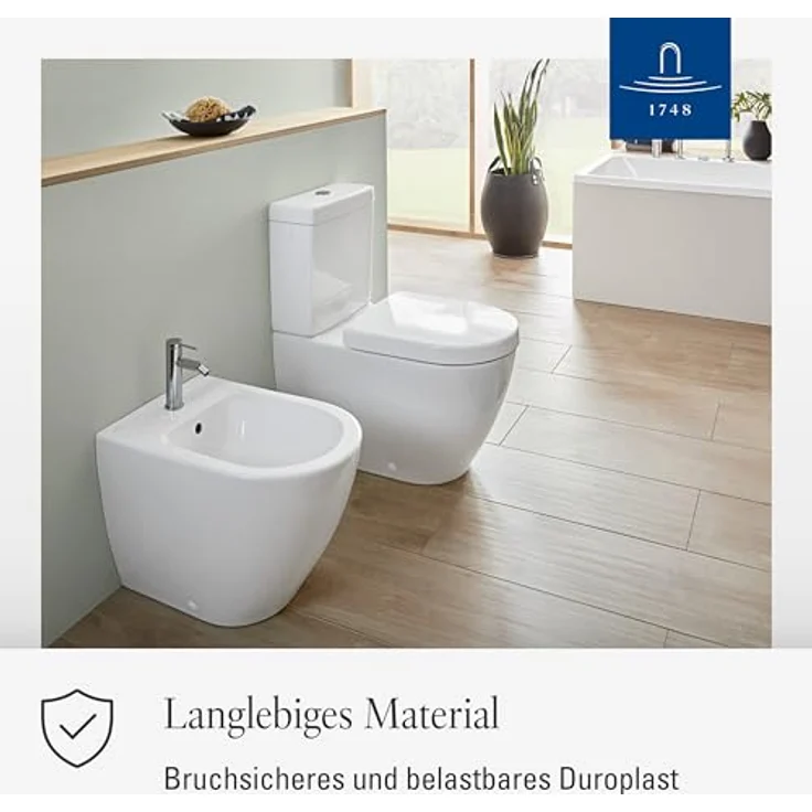 Villeroy & Boch Subway 2.0 WC-Sitz, Toilettendeckel mit komfortabler Breite, abnehmbarer Toilettensitz aus bruchsicherem Duroplast, Klodeckel Original Ersatzteil, oval, Weiß Alpin, glänzend – Bild 5
