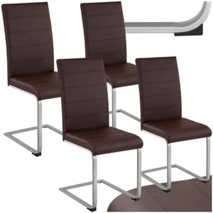 tectake Esszimmerstuhl Set Schwingstuhl (4er Set, 4 St), gepolstert mit Kunstlederbezug – Bild 6