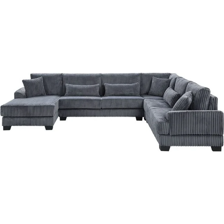 ATLANTIC home collection Wohnlandschaft Miron, U-Form, Breite: 332cm, weicher XXL-Cordbezug, inklusive 6 Zierkissen – Bild 4
