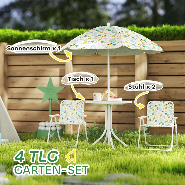 AIYAPLAY Garten-Kindersitzgruppe, Stahl, Polyester, Weiß, 49,5L x 49,5B x 50H cm – Bild 4