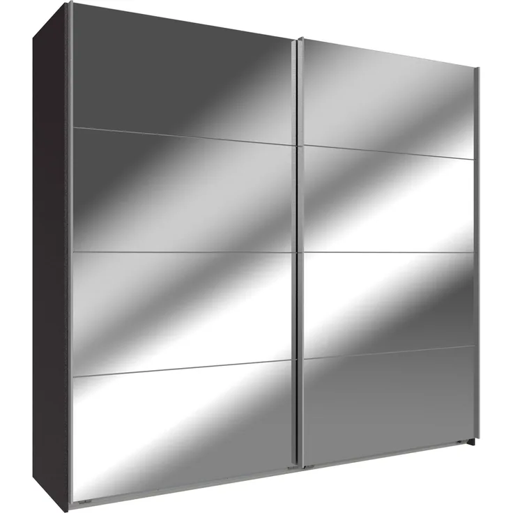 Schwebetürenschrank Easy Plus Kleiderschrank 225x65x210cm graphit Spiegel
