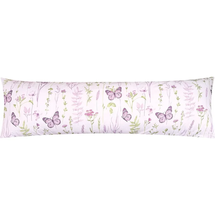 Heubergshop Seitenschläferkissenbezug, (1 Stück), Renforcé Seitenschläferkissen Bezug 40x145cm Geblümt (EW-Schmetterling