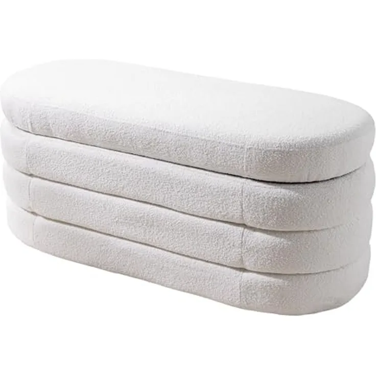 riess-ambiente Sitzbank VOGUE 115cm creme weiß (Einzelartikel, 1-St), Wohnzimmer · Bouclé · rund · mit Stauraum · Scandinavian Design