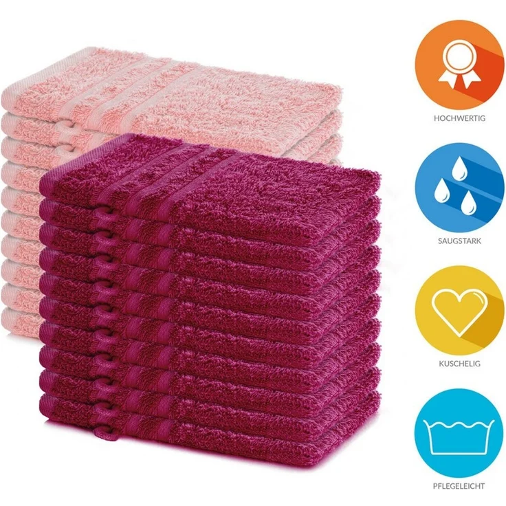 Lavea Waschhandschuh 20er Set Waschhandschuhe, 15 x 21 cm, Elena-Frottierserie, Waschlappen, (20-St), 500 g/m² Frottier, weich & saugstark, pflegeleicht – Bild 2