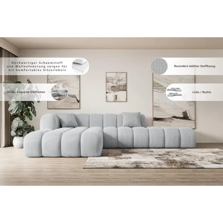 ALTDECOR Ecksofa OLEA-L2, L-Form Eckcouch mit hochwertiger Polsterung und stabilem Untergestell, vielseitige Wohnlandschaft für angenehmen Sitzkomfort – Bild 6