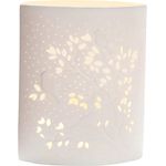 GILDE Tisch Leuchte Tischlampe Dekolampe Vögel auf Baum - aus edlem Porzellan mit Lochmuster H 20 cm