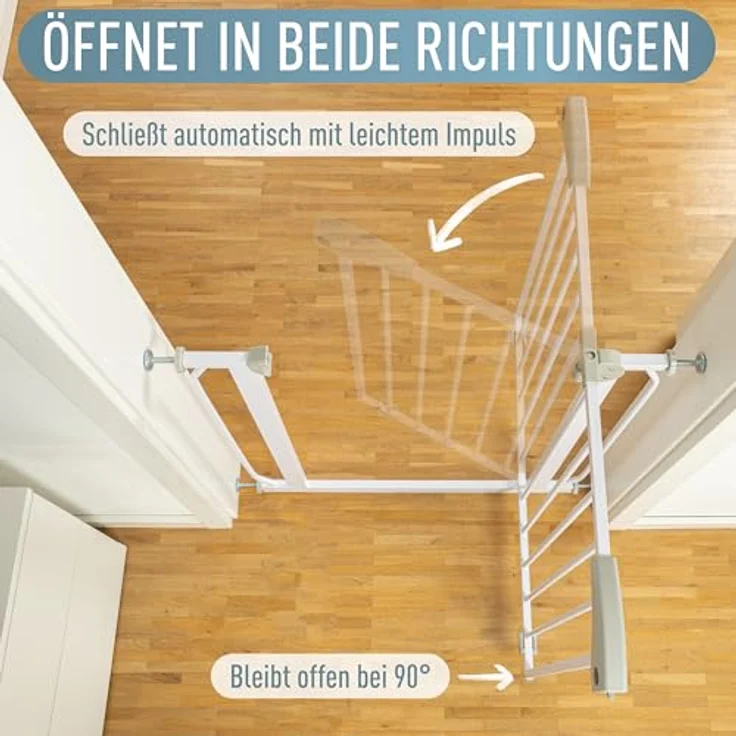 IB STYLE Treppenschutzgitter für Babys Berrin - Türschutzgitter, Hundeabsperrgitter aus Metall, Einfache Montage, Ohne Bohren, Weiß, 175-185 cm – Bild 7