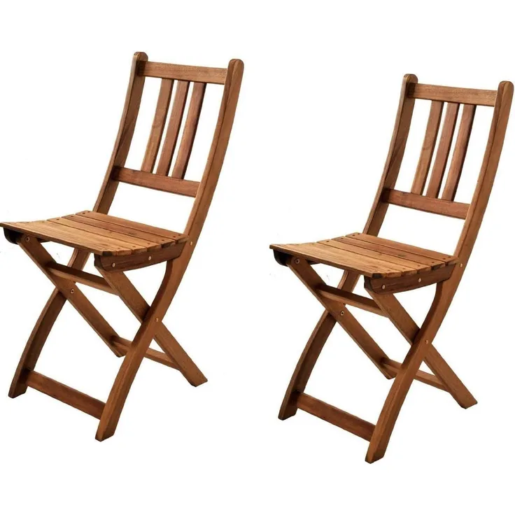 SAM 2er Set Akazien-Holz Gartenstuhl, ideal für Balkon, Garten Terrasse, zusammenklappbar