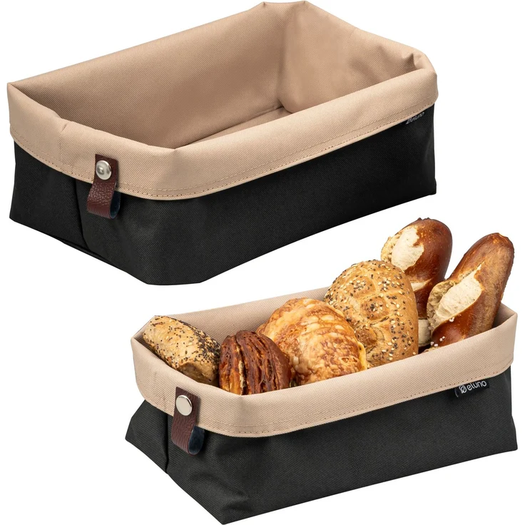 eluno Brotkörbe Novara 2er Set eckig, Tetron, Anthrazit, ca. 25 x 15,5 x 25 cm (B/H/T) – Bild 1