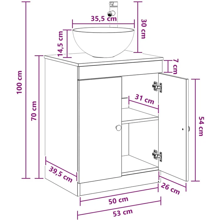 vidaXL Waschbeckenschrank Betongrau 54 x 41 x 100 cm Holzwerkstoff 3404217 – Bild 11